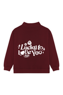Lucky to Love You Mockneck (White) - Honeycrisp