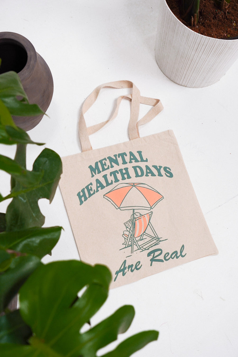 Mental Health Days are Real (Green + Orange) Tote