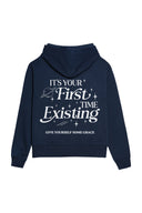 It's Your First Time Existing Hoodie (White) - Midnight