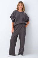 Mariposa Wide Leg Sweatpant-Charcoal